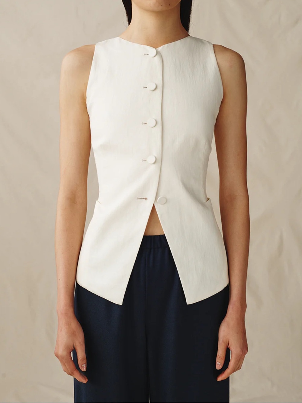 Attersee The Sculpted Vest Ivory
